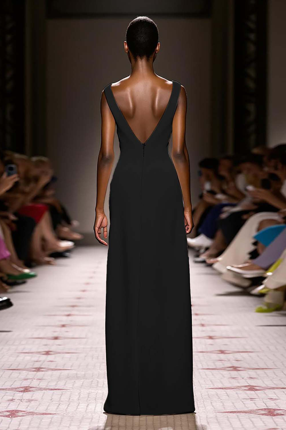 Simple Ivory V-Neck Sheath Long Evening Dress