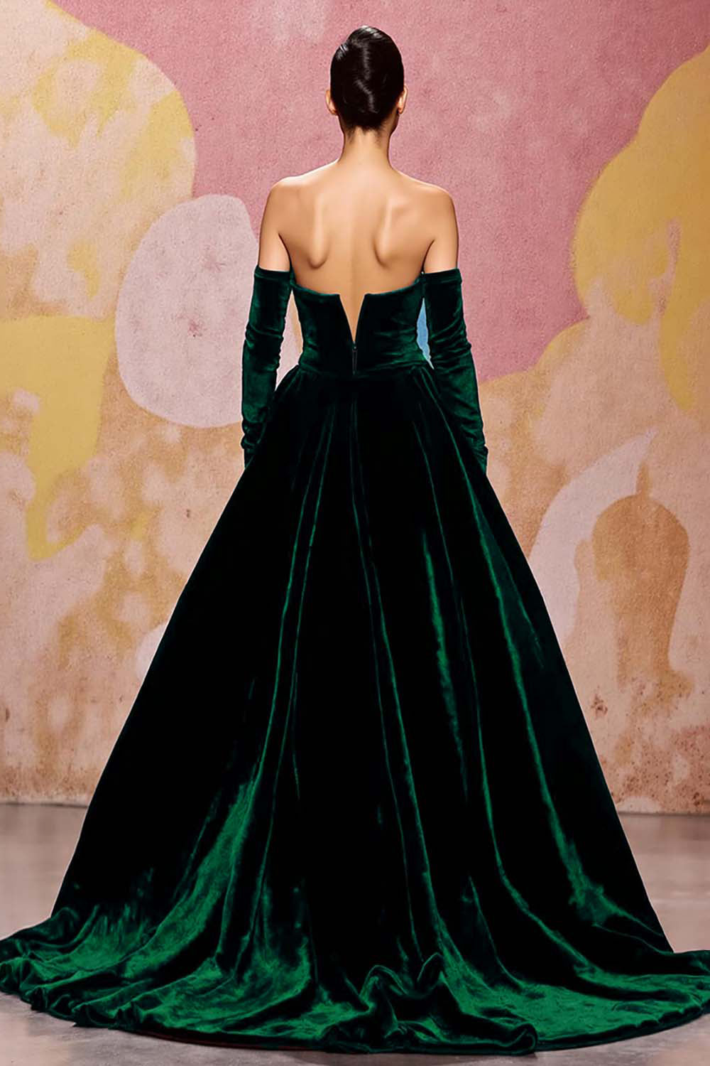Dark Red A-Line Strapless Velvet Evening Dress