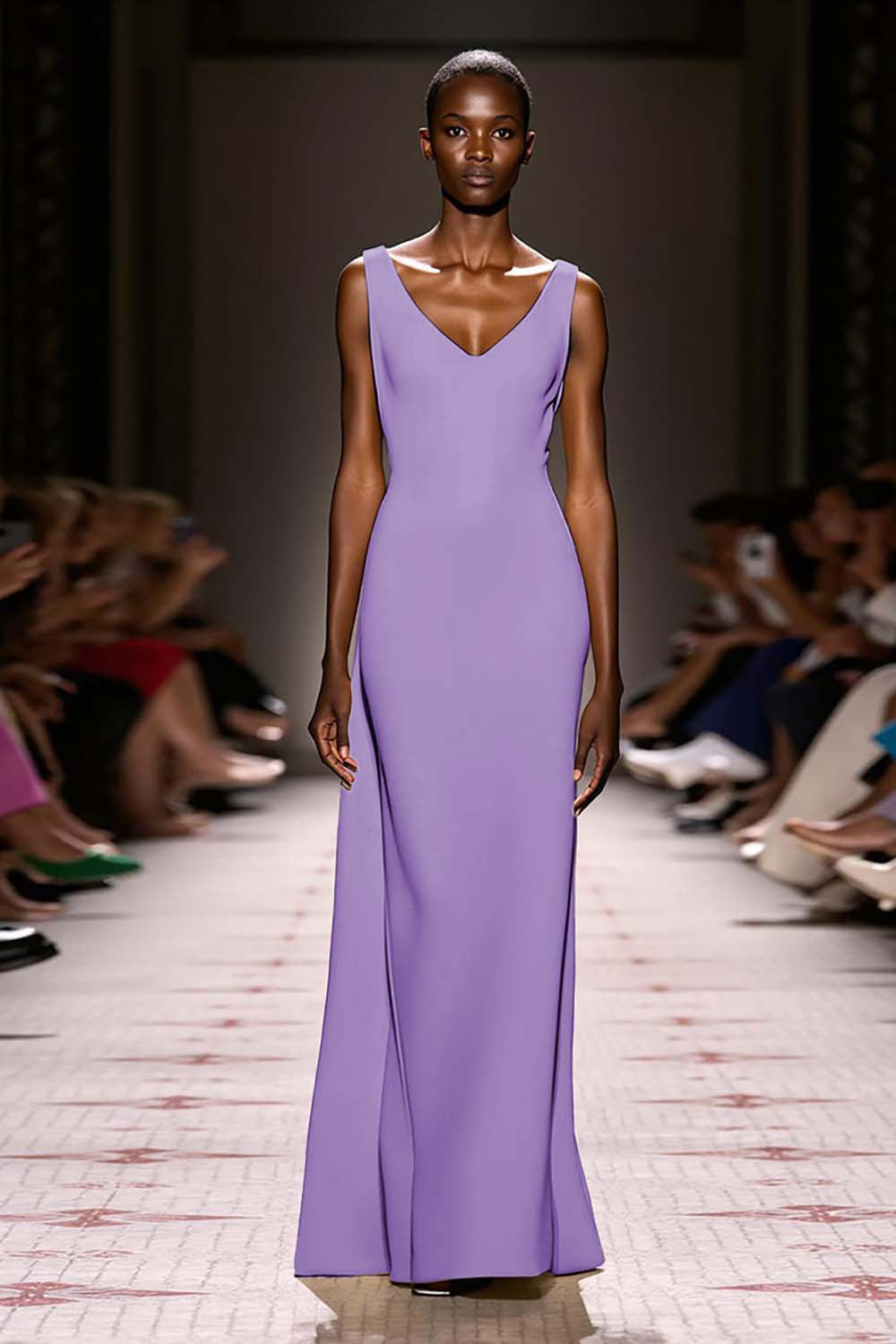 Simple Ivory V-Neck Sheath Long Evening Dress