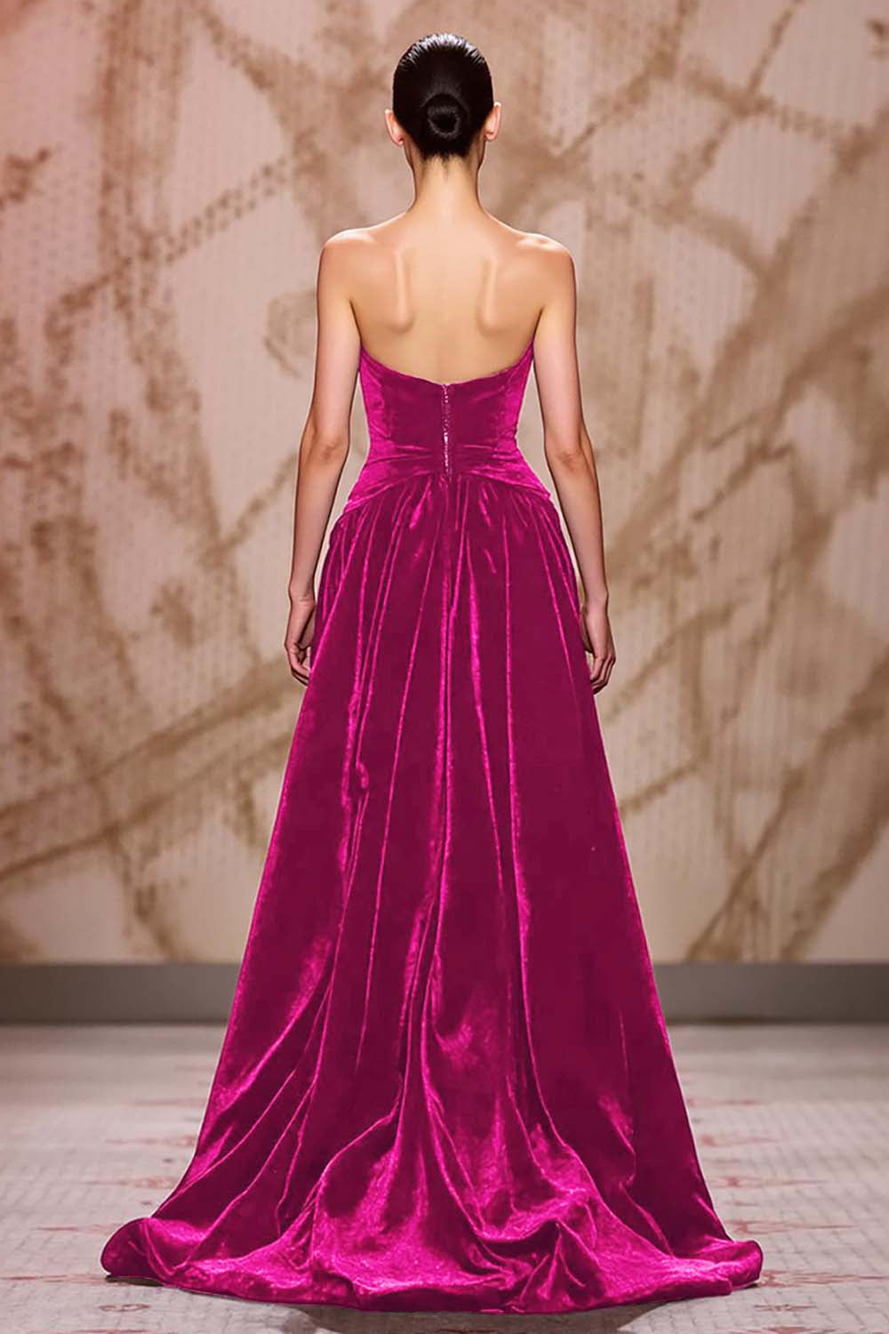Dark Red Sweetheart A-Line Evening Dress With Slit