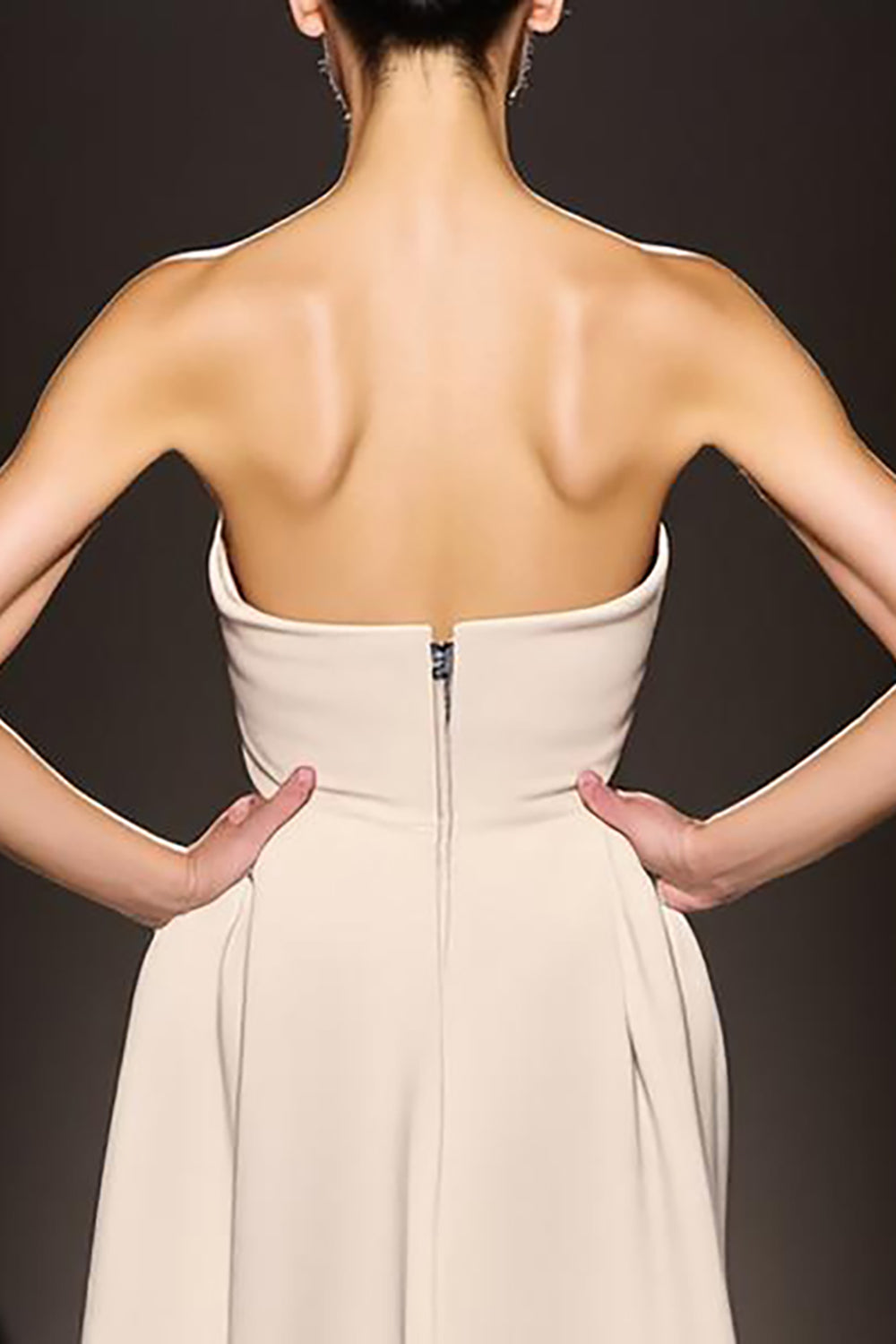 Strapless Ivory A Line Long Evening Dress