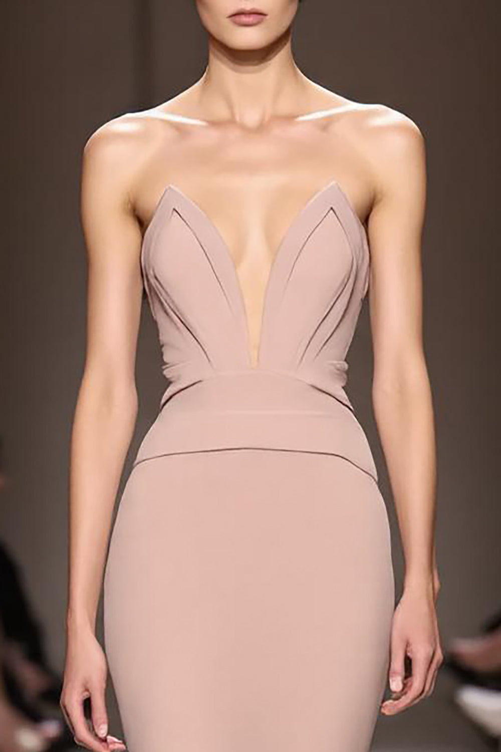 Champagne Strapless Mermaid Evening Dress