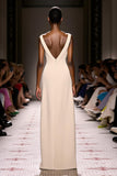 Simple Ivory V-Neck Sheath Long Evening Dress