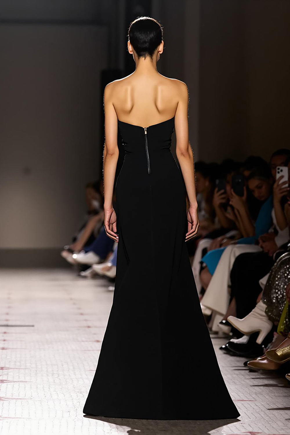 Black Strapless Sheath Long Evening Dress