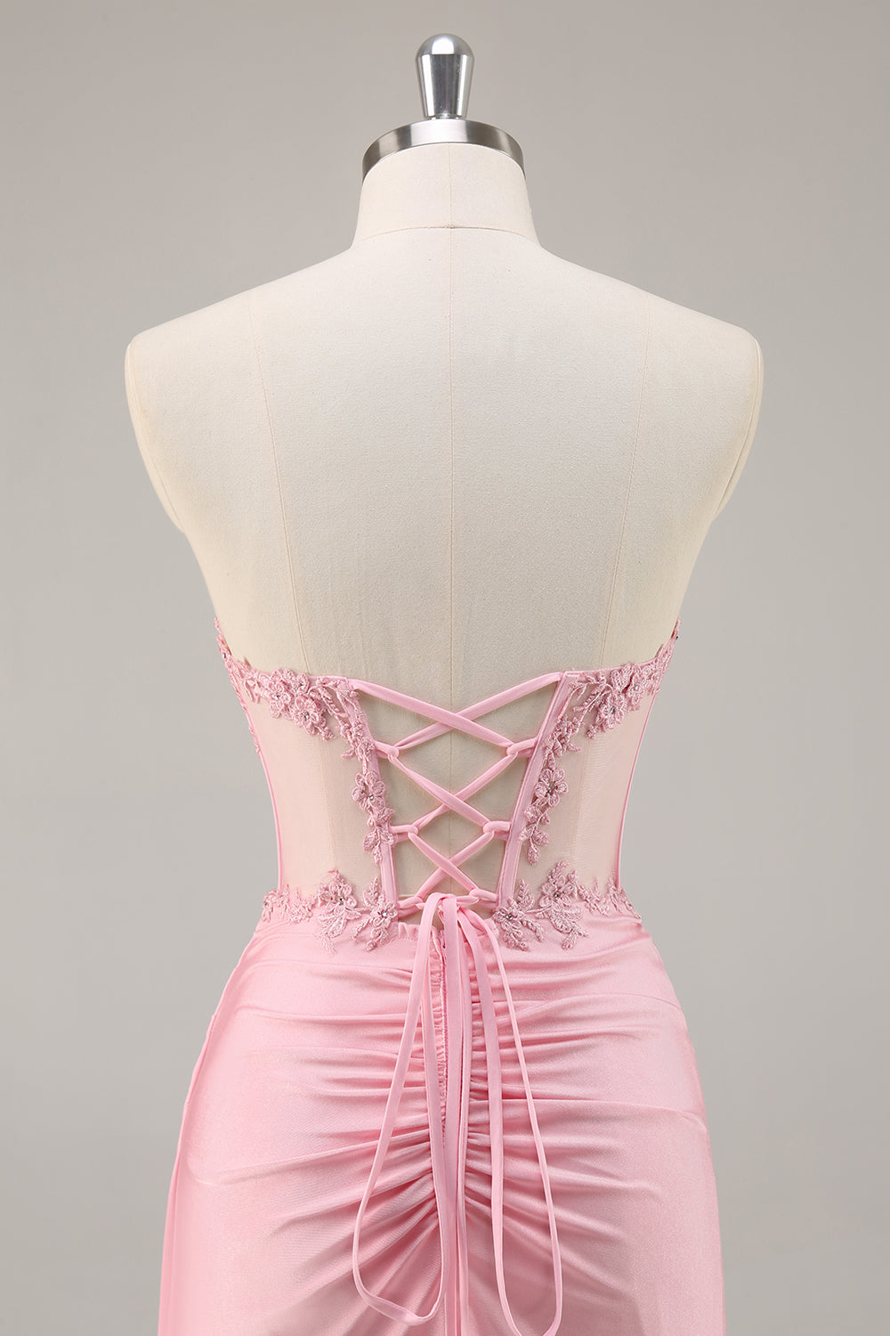 Pink Strapless Corset Tight Homecoming Dress with Appliques