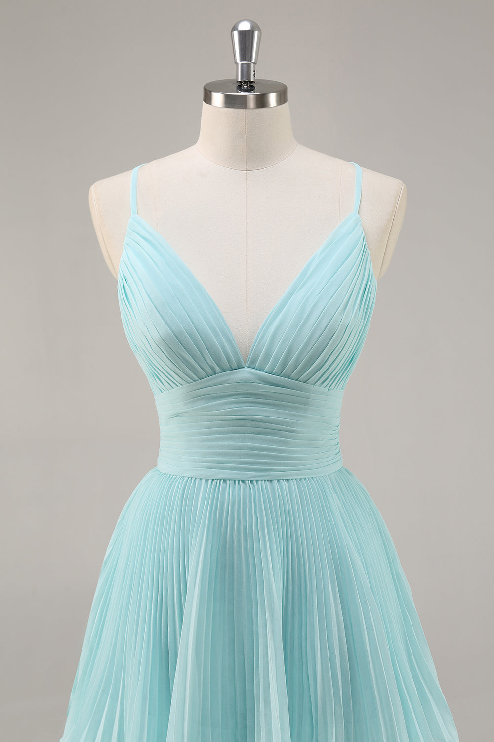 Tiered A Line Pleated Green Prom Dress