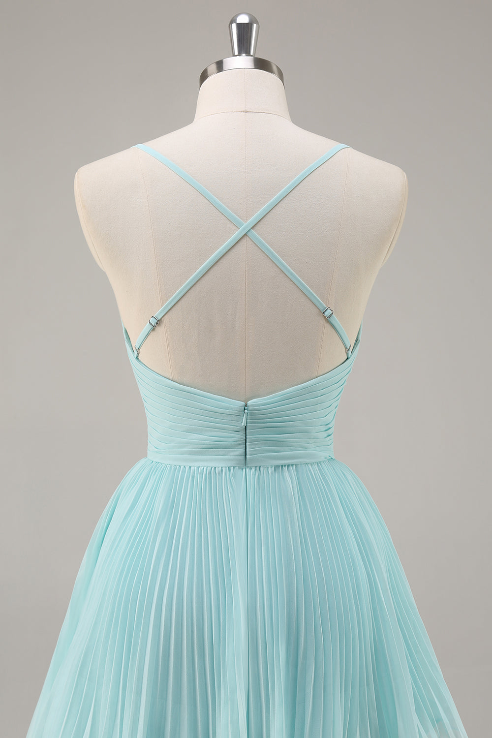 Tiered A Line Pleated Green Prom Dress