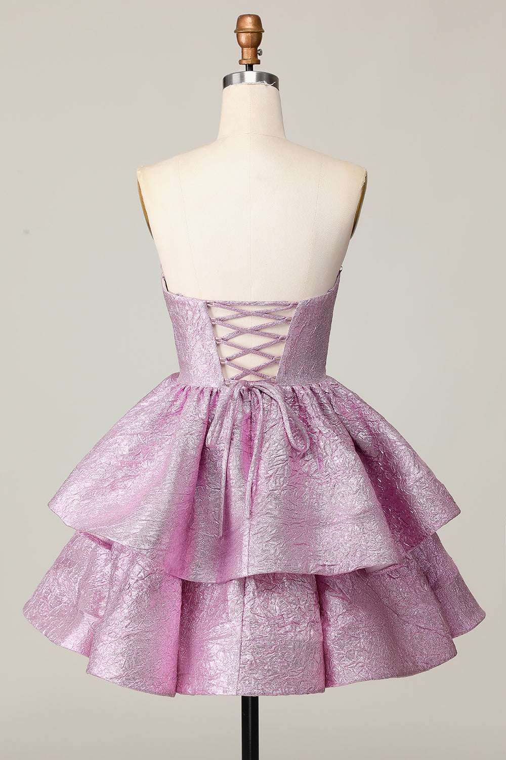 Light Purple Tiered A Line Strapless Homecoming Dress with Bow