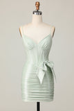 Sage Bodycon Corset Homecoming Dress with Bow