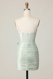 Bodycon Corset Sage Green Homecoming Dress with Bow