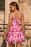 Fuchsia Printed A-Line Homecoming Dress