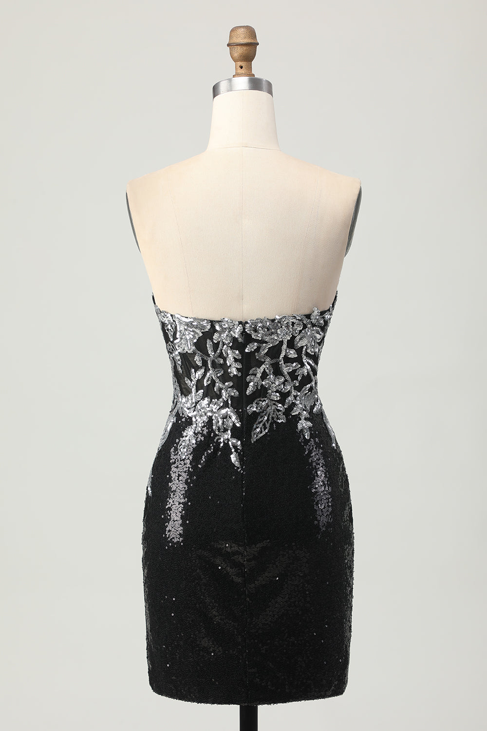 Sparkly Black Silver Bodycon Homecoming Dress