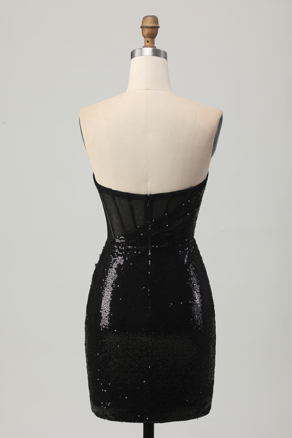 Black Bodycon Strapless Sequin Homecoming Dress with Slit