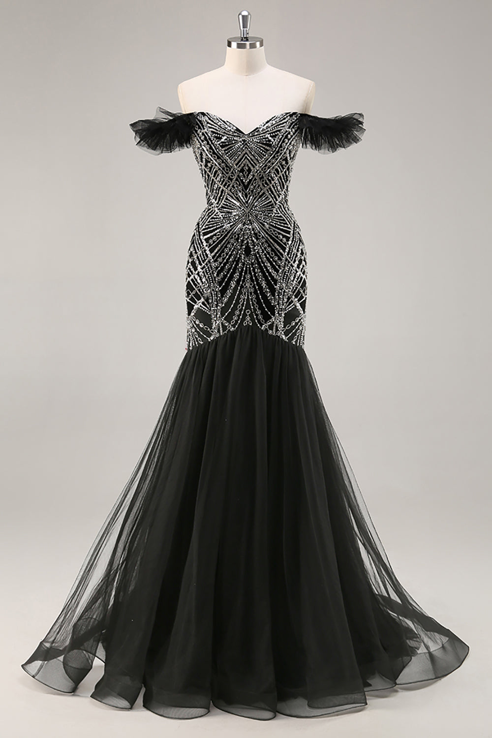 Mermaid Beaded Ruffled Prom Dress with Beading