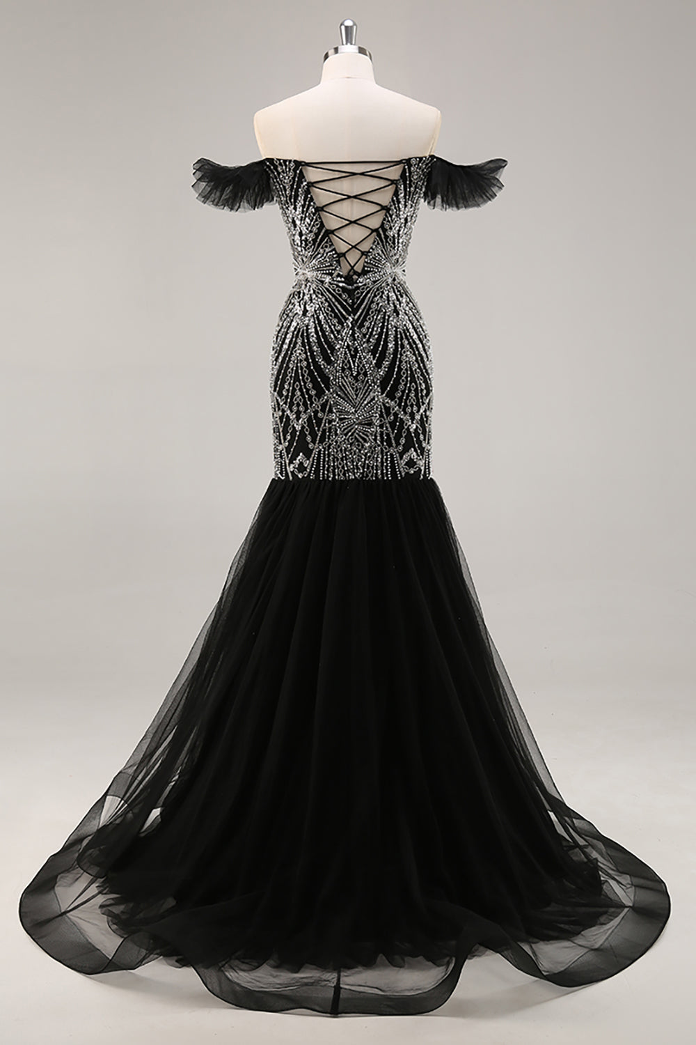 Mermaid Beaded Ruffled Prom Dress with Beading