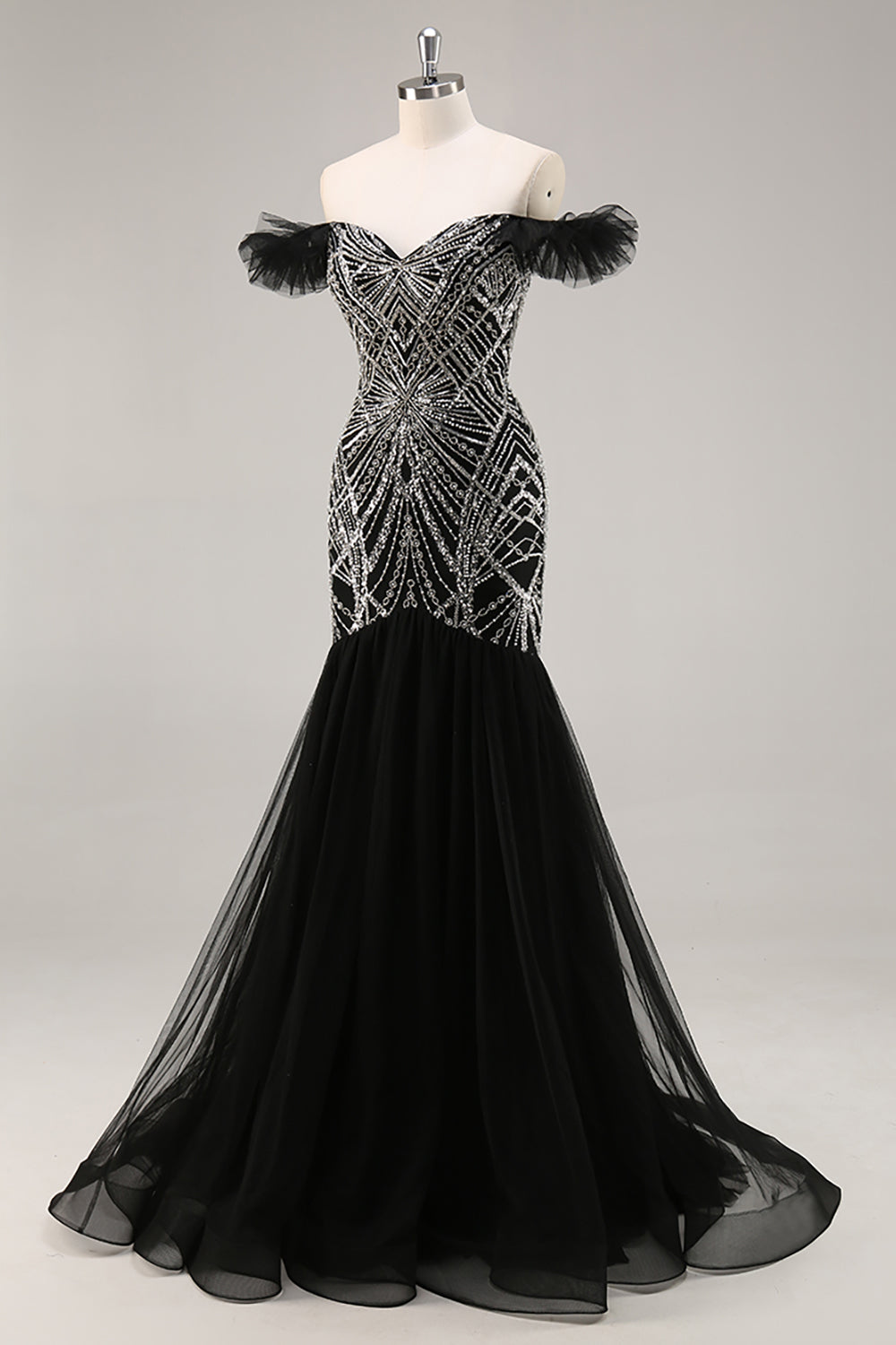 Mermaid Beaded Ruffled Prom Dress with Beading