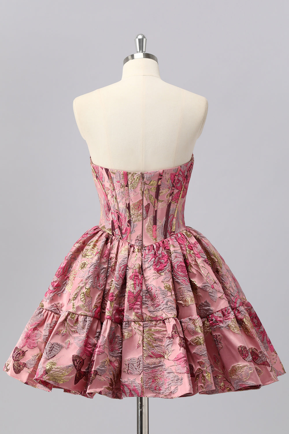 Blush Sweetheart Corset A-Line Floral Homecoming Dress