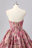 Blush Sweetheart Corset A-Line Floral Homecoming Dress