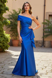 Royal Blue Mermaid One Shoulder Ruched Mother Of The Bride Dress