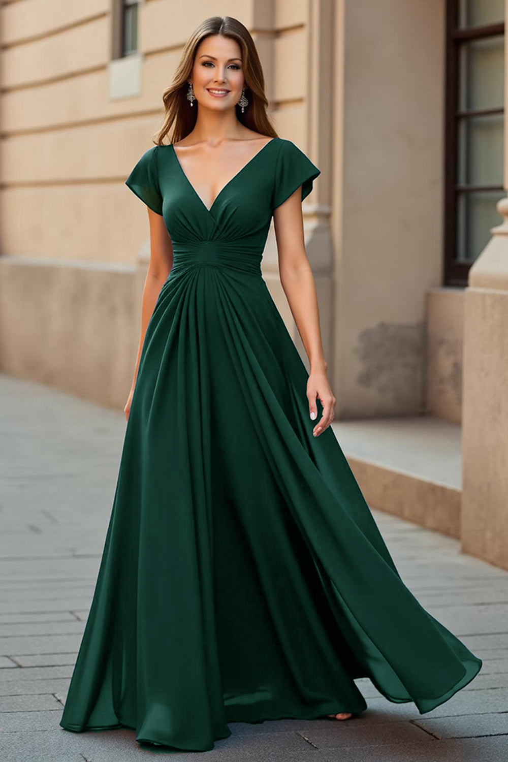 Black A-Line Ruched Mother Of The Bride Dress
