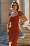 Rust Mermaid Mother Of The Bride Dress with Cap Sleeves