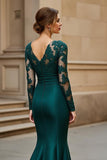 Pine Long Sleeve Mermaid Mother Of The Bride Dress With Appliques