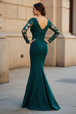 Mermaid Black Long Sleeve Appliqued Mother Of The Bride Dress