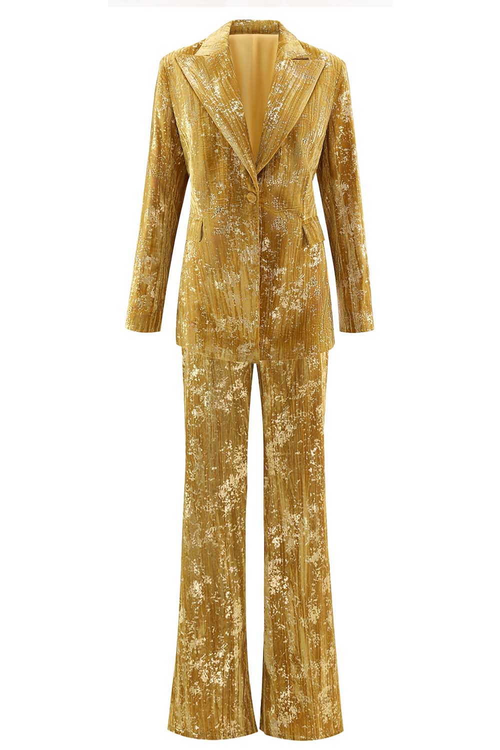 Glitter Yellow 2-Piece Peak Lapel Prom Suit