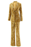 Glitter Yellow 2-Piece Peak Lapel Prom Suit