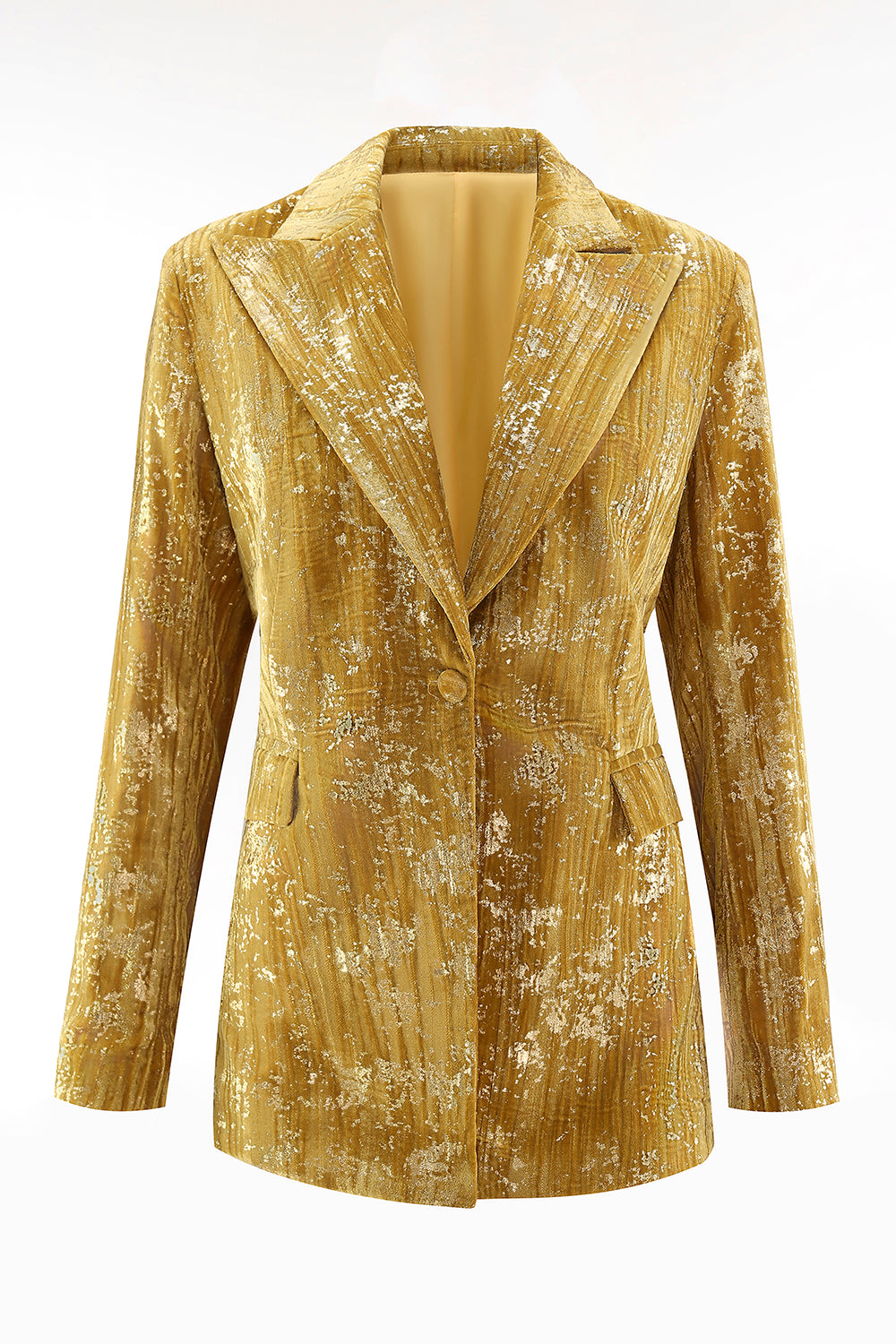 Glitter Yellow 2-Piece Peak Lapel Prom Suit