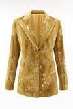 Glitter Yellow 2-Piece Peak Lapel Prom Suit