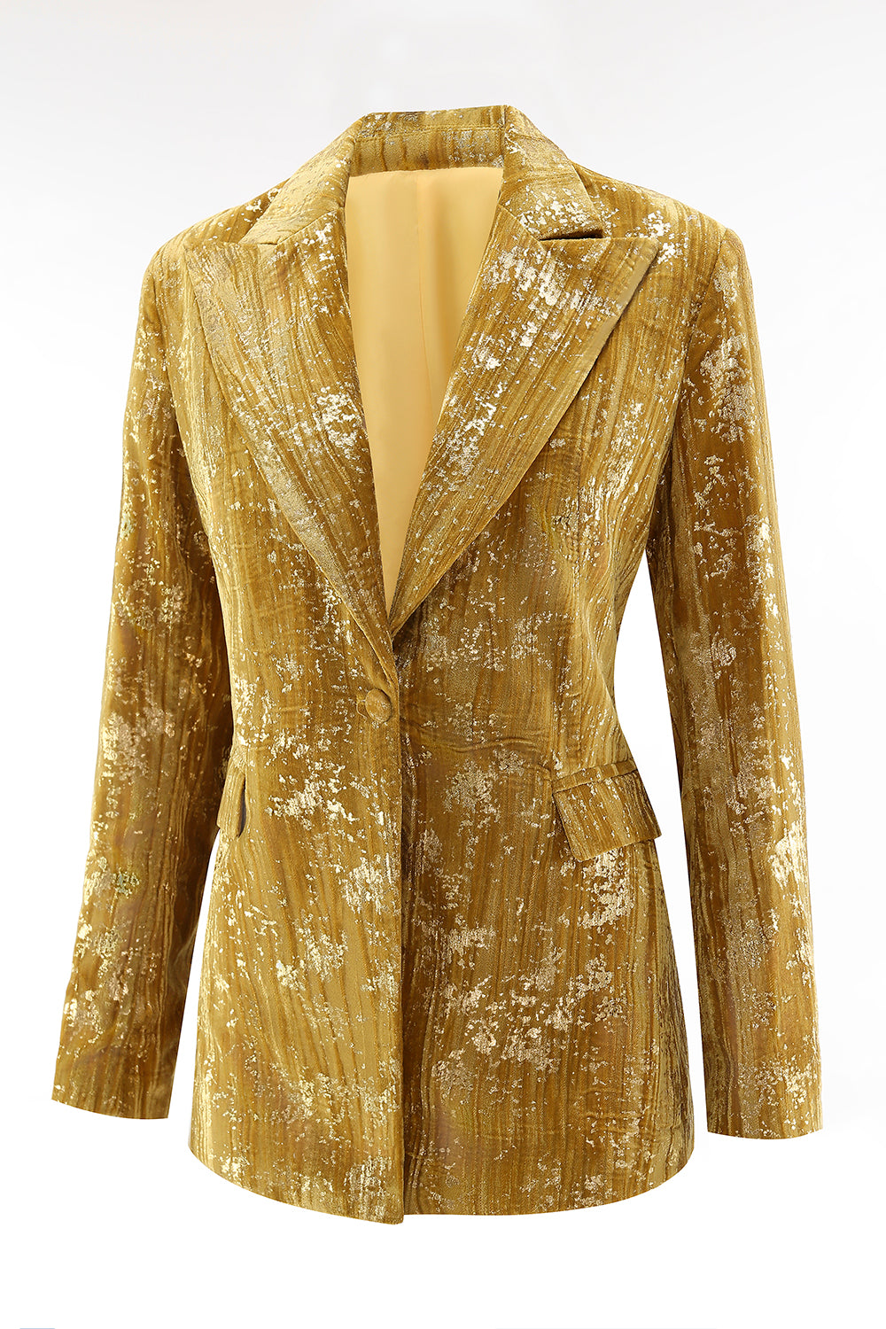 Glitter Yellow 2-Piece Peak Lapel Prom Suit