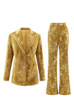Glitter Yellow 2-Piece Peak Lapel Prom Suit