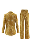 Glitter Yellow 2-Piece Peak Lapel Prom Suit