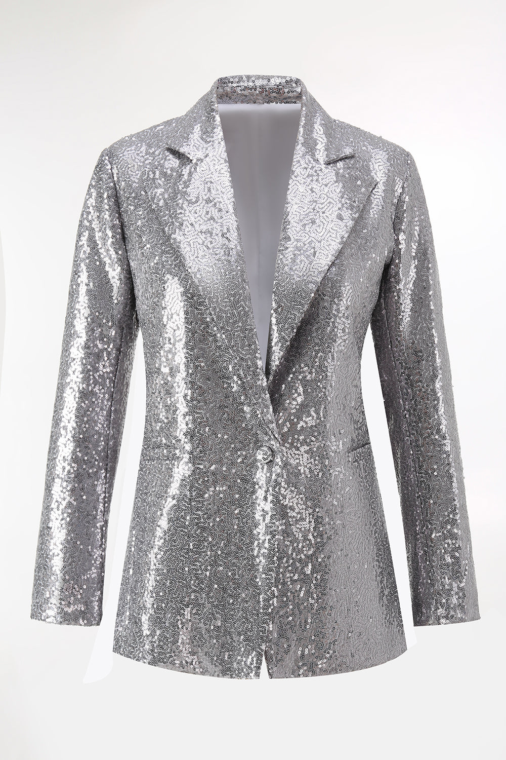 Sparkly Silver Notched Lapel 2-Piece Women Prom Suits