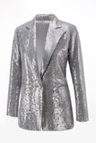 Sparkly Silver Notched Lapel 2-Piece Women Prom Suits