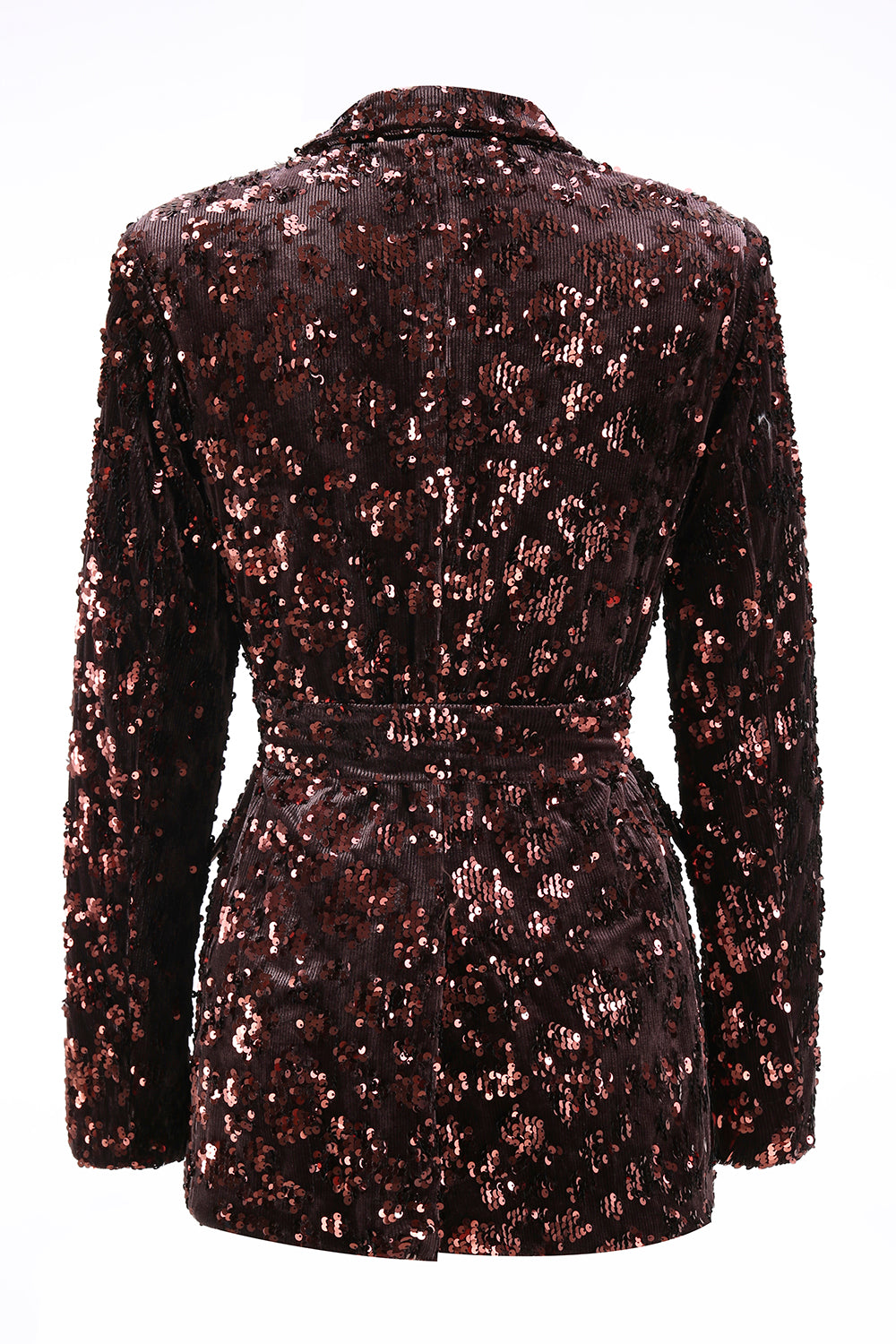 Coffee Sequin 2-Piece Peak Lapel Women Prom Suits With Sash