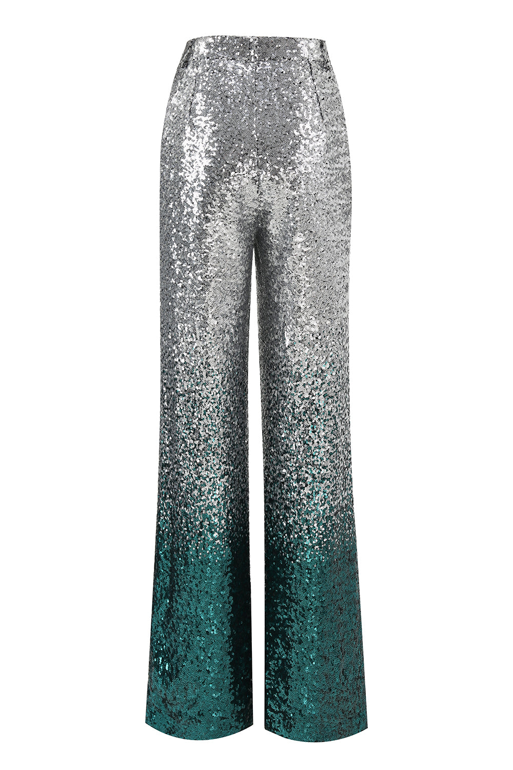 Sparkly 2-Piece Silver and Peacock Peak Lapel Women Prom Suits