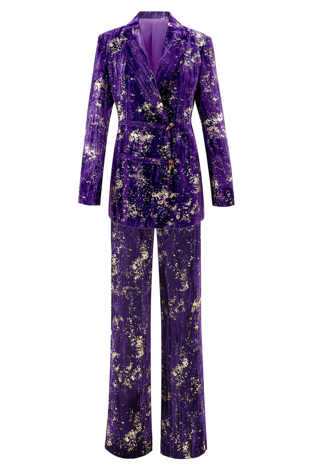 Sparkly 2-Piece Notched Lapel Purple Prom Suit