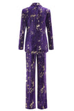 Sparkly 2-Piece Notched Lapel Purple Prom Suit
