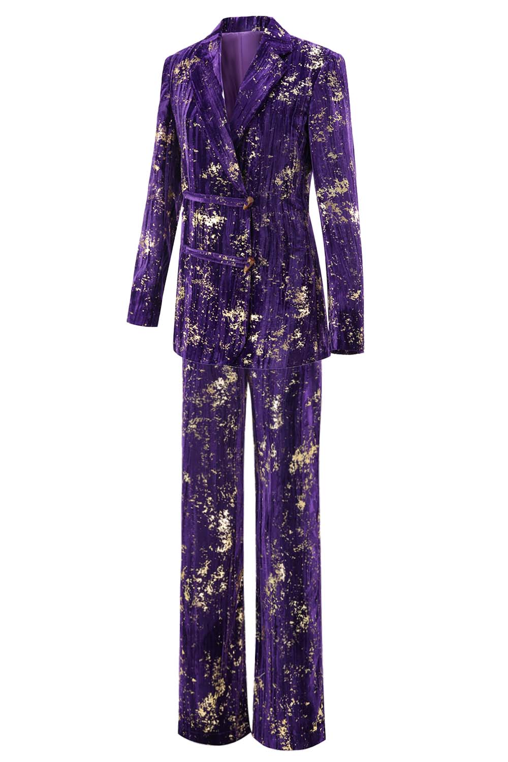 Sparkly 2-Piece Notched Lapel Purple Prom Suit