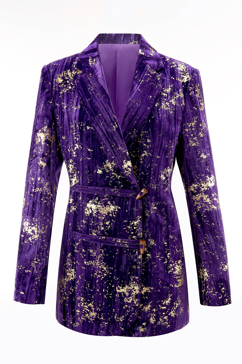 Sparkly 2-Piece Notched Lapel Purple Prom Suit