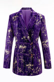 Sparkly 2-Piece Notched Lapel Purple Prom Suit