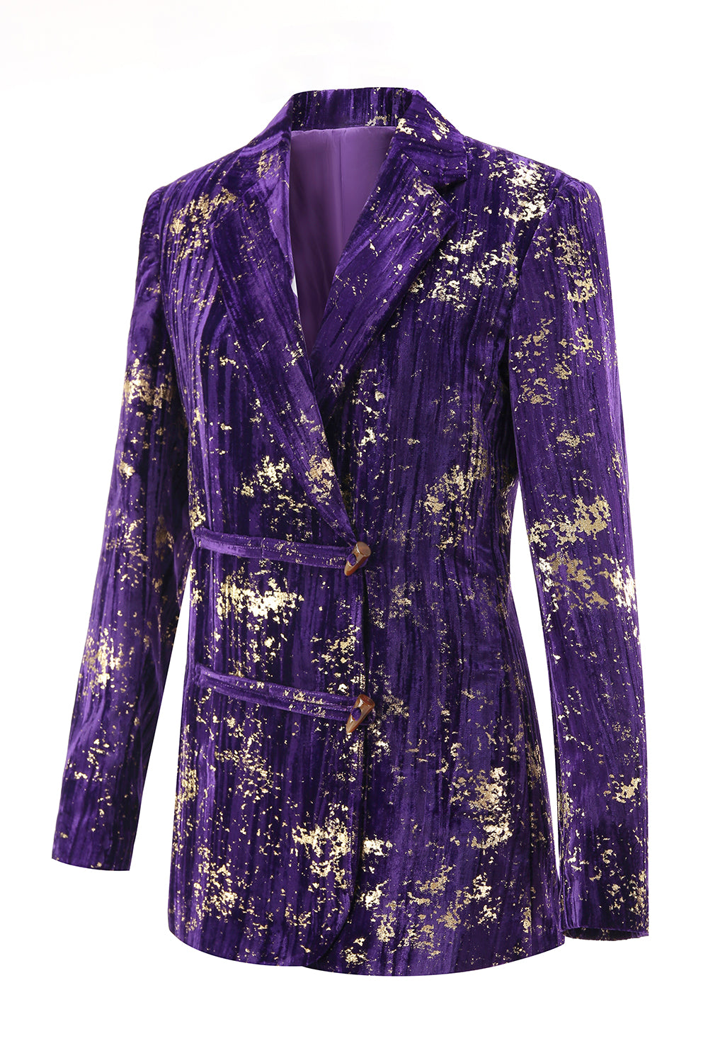 Sparkly 2-Piece Notched Lapel Purple Prom Suit