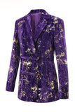 Sparkly 2-Piece Notched Lapel Purple Prom Suit