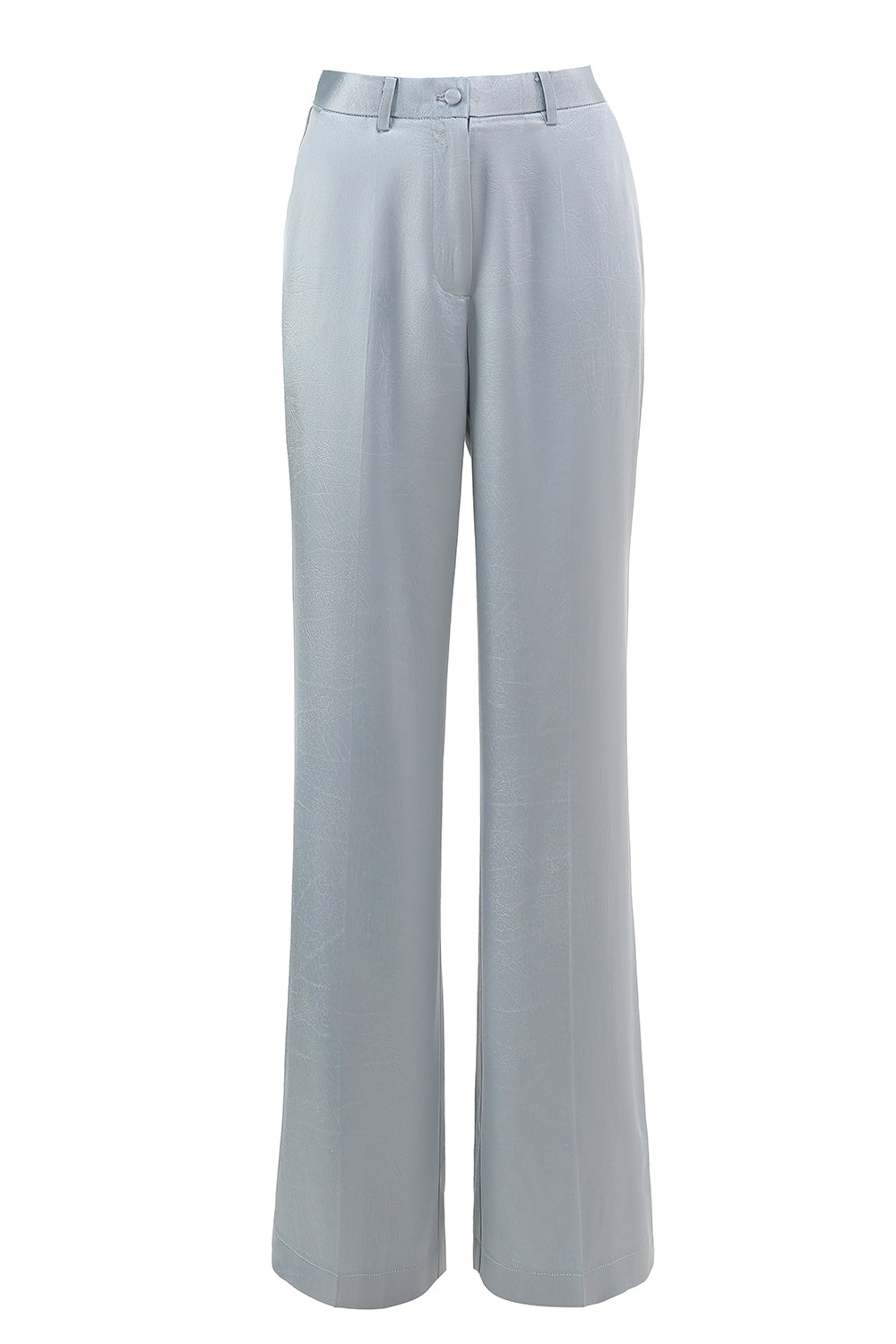 Dusty Blue Satin 2-Piece Women Work Suits With Sash