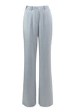 Dusty Blue Satin 2-Piece Women Work Suits With Sash