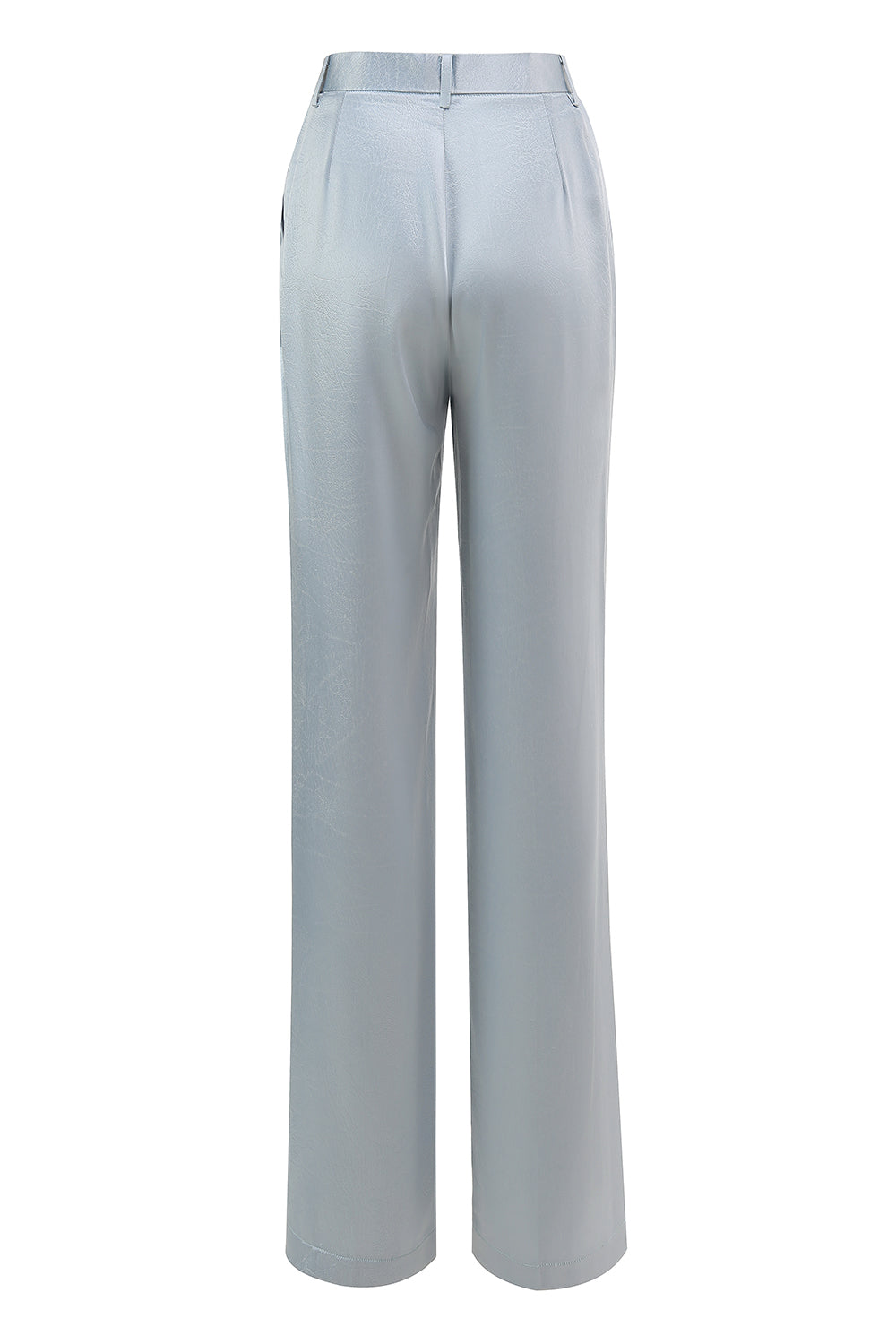 Dusty Blue Satin 2-Piece Women Work Suits With Sash