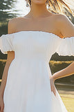 Off The Shoulder Ivory A Line Graduation Dress
