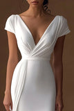 Ivory Mermaid V-Neck Engagement Dress